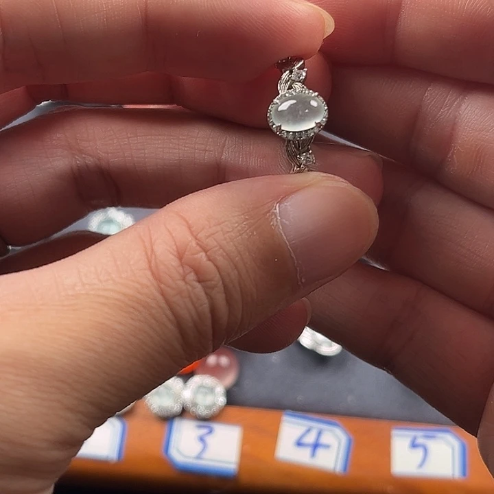 翡翠银S925镶嵌戒指缅甸A货翡翠