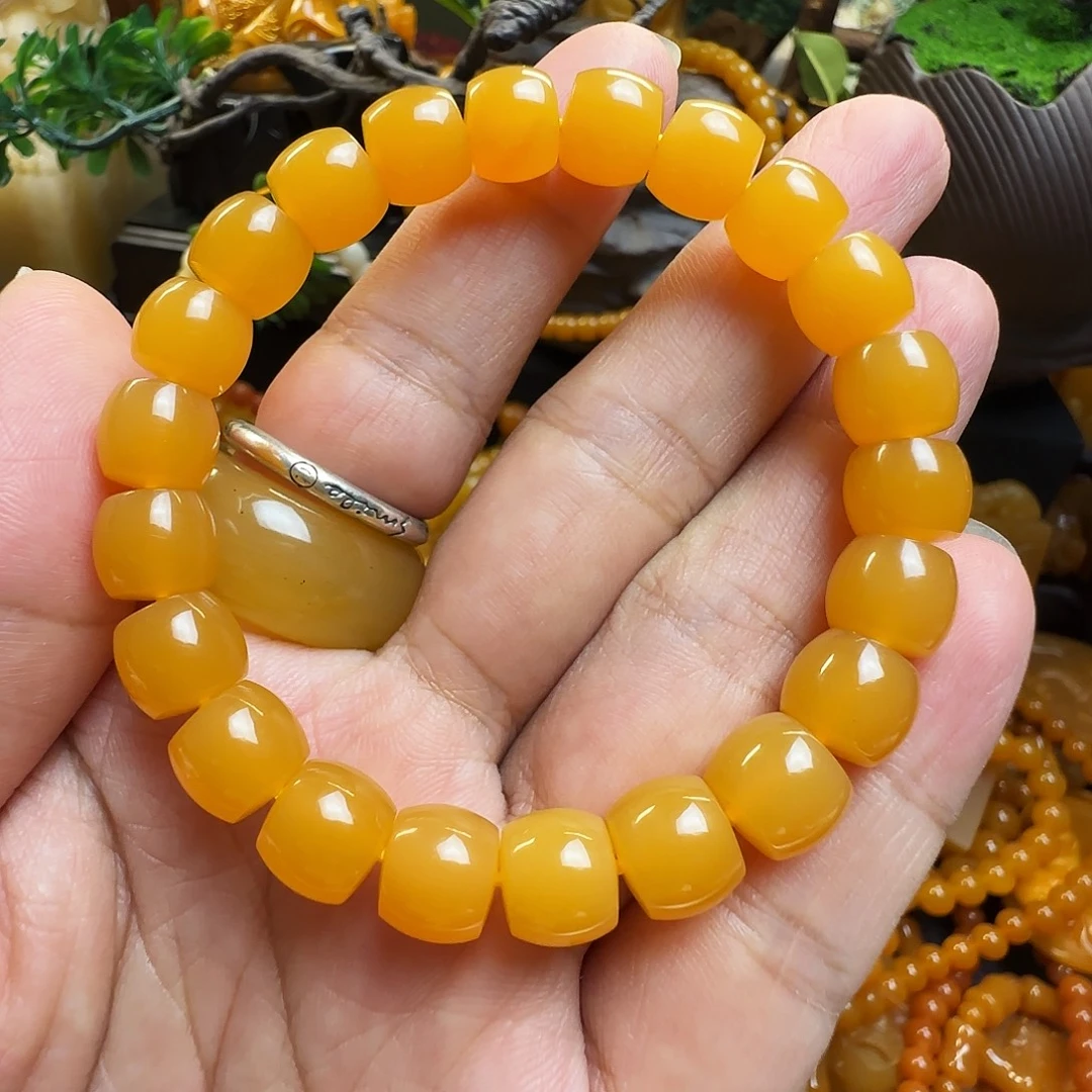 n***u石英质玉（黄龙玉）未镶嵌手串缅黄 卡10老型手串