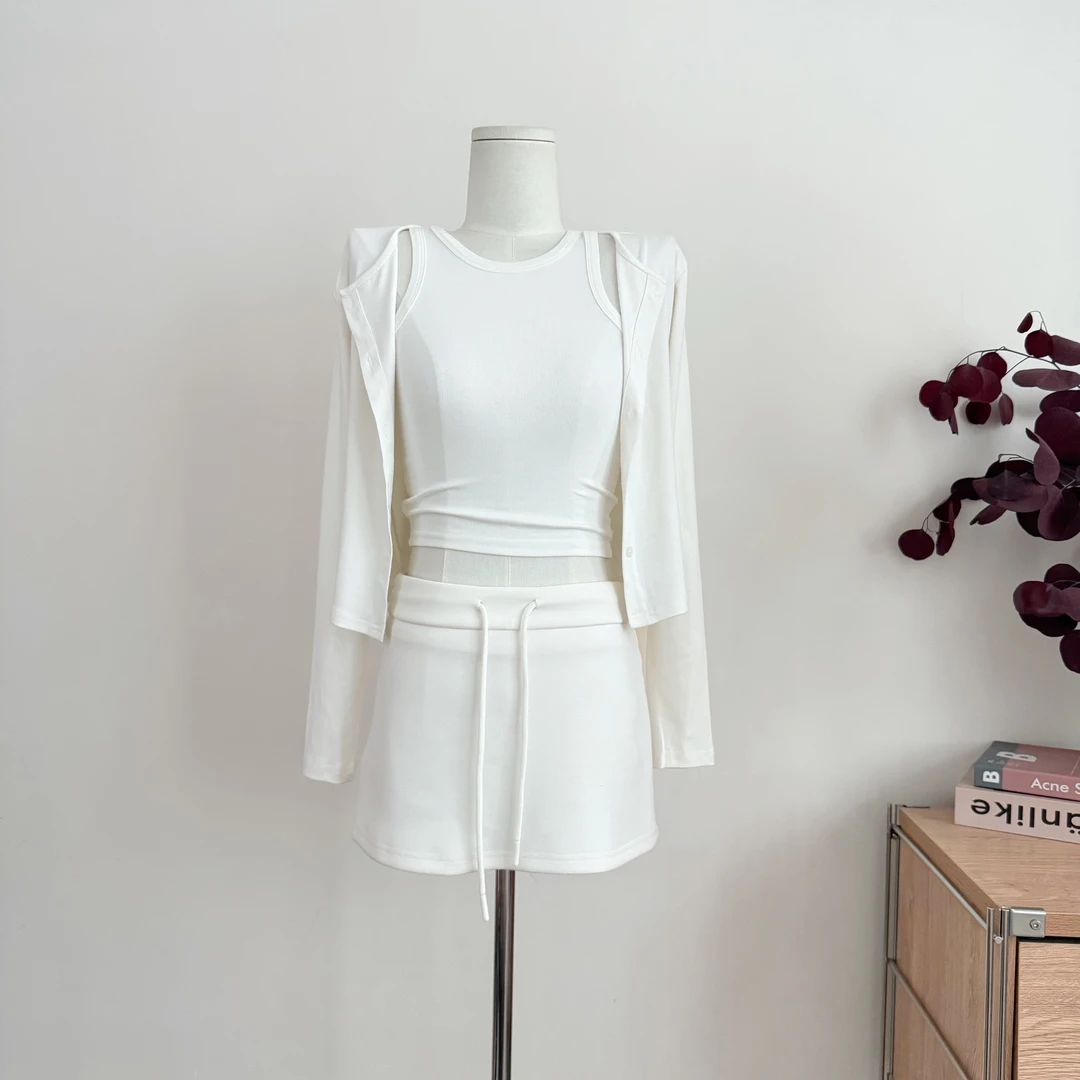 挚爱实穿组软fufu背心开衫裙裤小个子修身短款套装女