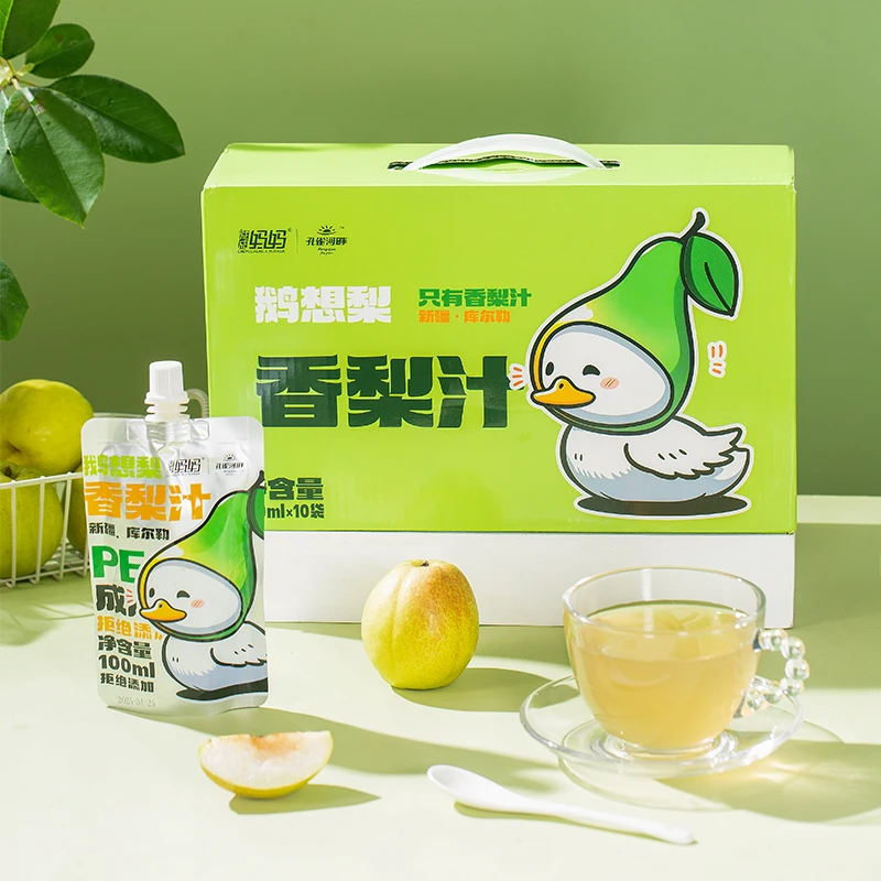 库尔勒香梨饮料汁100ml*10袋只有香梨榨汁NFC鲜榨纯果汁甜润