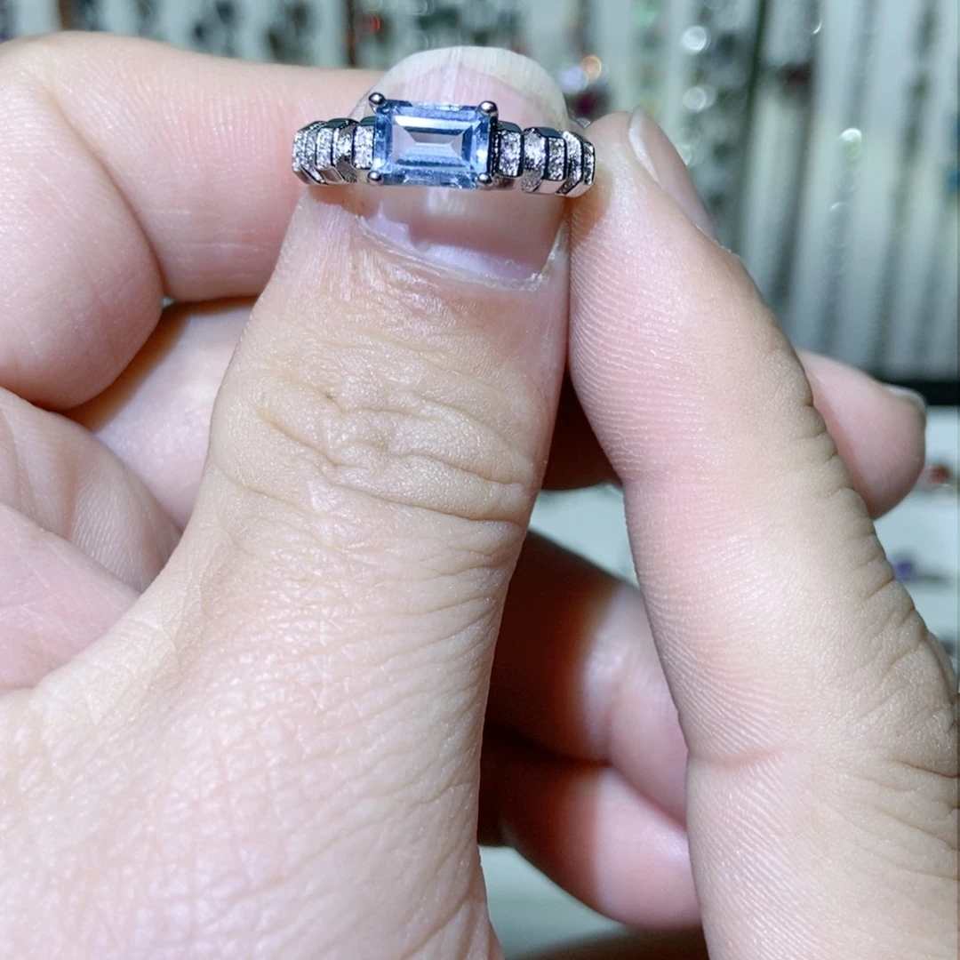 绿水晶戒指银S925镶嵌