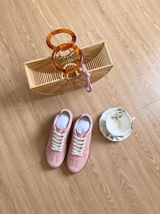 【年终清仓 售完无补】藕粉色全真皮舒适休闲运动鞋阿甘鞋