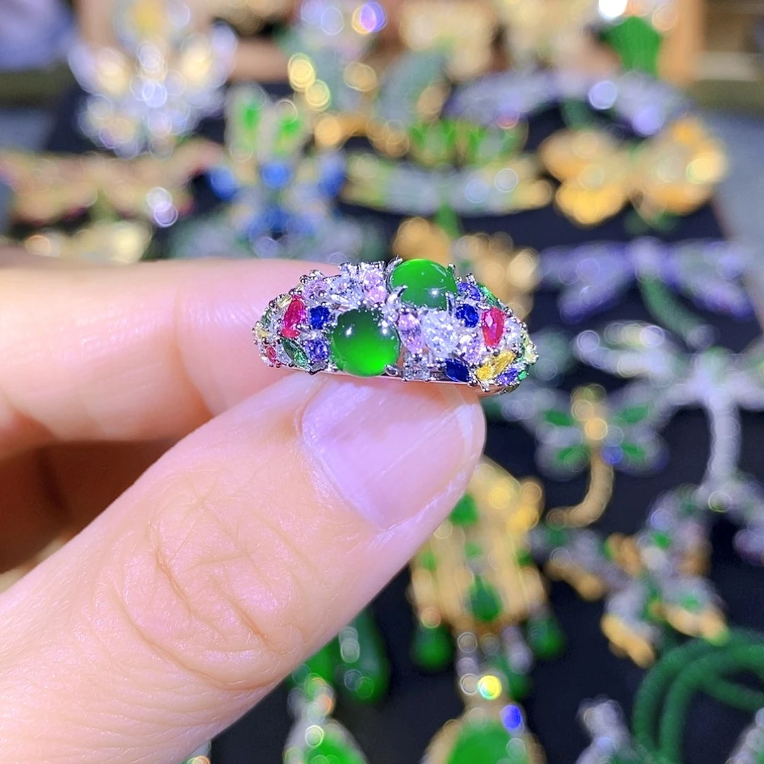 吊坠(不含链)银S925镶嵌翡翠