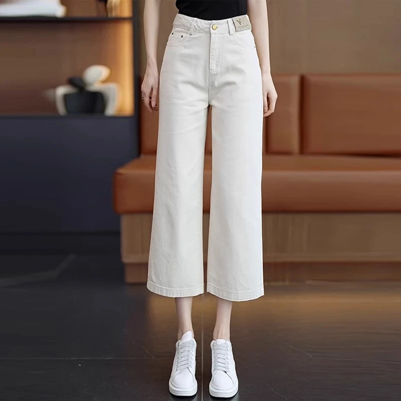 八分牛仔裤女夏季薄款2025年新款高腰窄版直筒裤宽松显瘦阔腿裤子