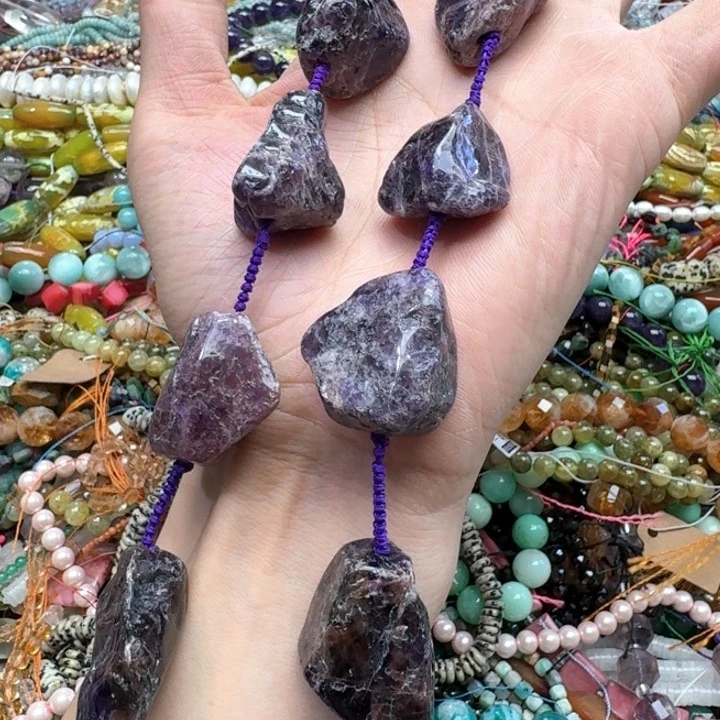 合金玛瑙/玉髓珠宝半成品一条紫水晶原石项链