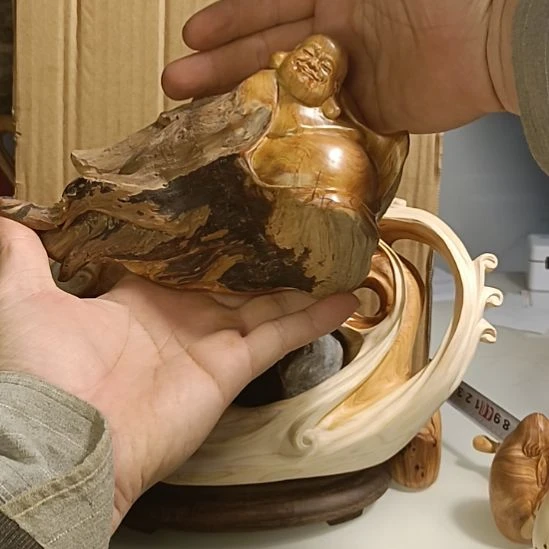 柏木（崖柏）太行崖柏笑佛摆件