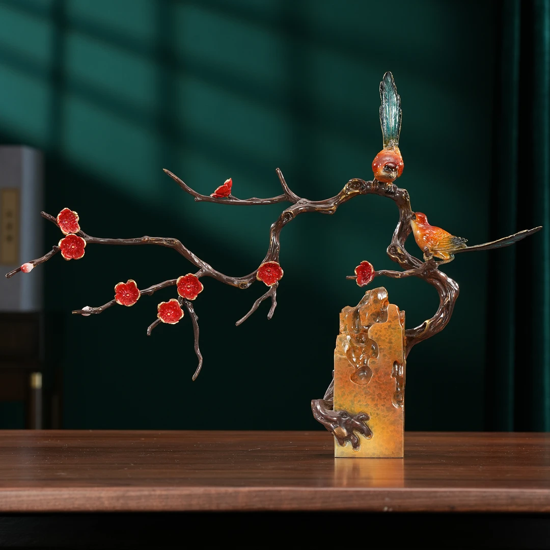 同欢福《喜登高枝》新中式摆件喜登高枝客厅玄关酒柜创意高档家居