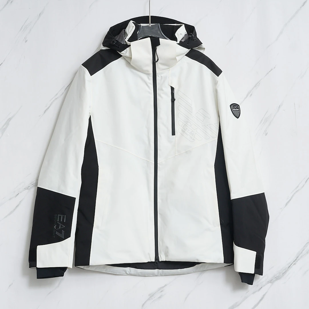 全新未使用 EA7 中性撞色连帽夹棉滑雪服/AMBU00388