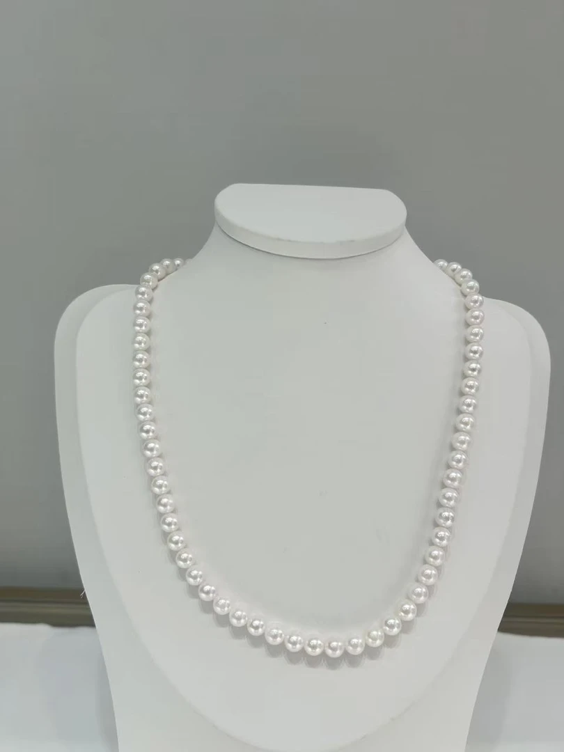 Coral珍珠6-6.5mm海水珍珠akoya满串白色经典 极强光正圆干净百搭