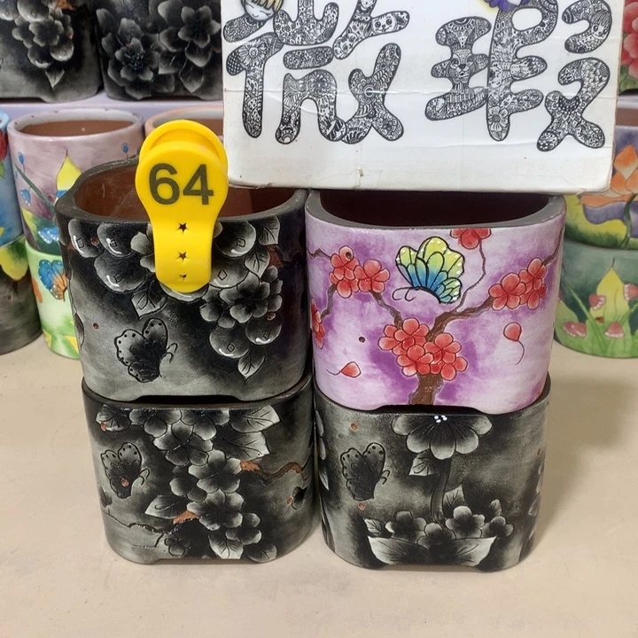 微瑕花盆，手绘花盆