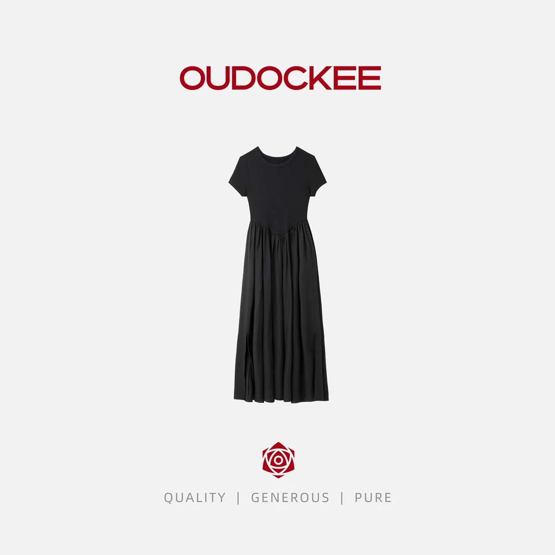 OUDOCKEE 鸥鸥【100莱赛尔】姐姐 黑色连衣裙纯色 L2501F132T