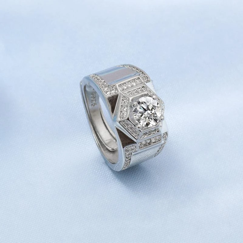 合金合成锆石戒指 豪华男戒豪镶满钻戒指时尚霸气玫瑰金戒指指环