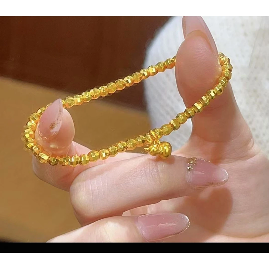 铜合金手链 铜都镀K金镭射蹦迪珠2025夏季简约款葫芦送女朋物手链