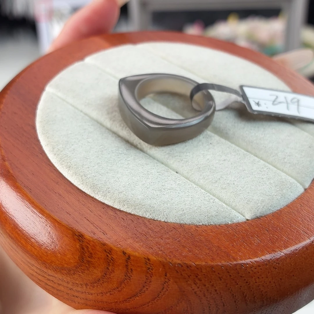 和田玉未镶嵌戒指r33烟紫马鞍17.5