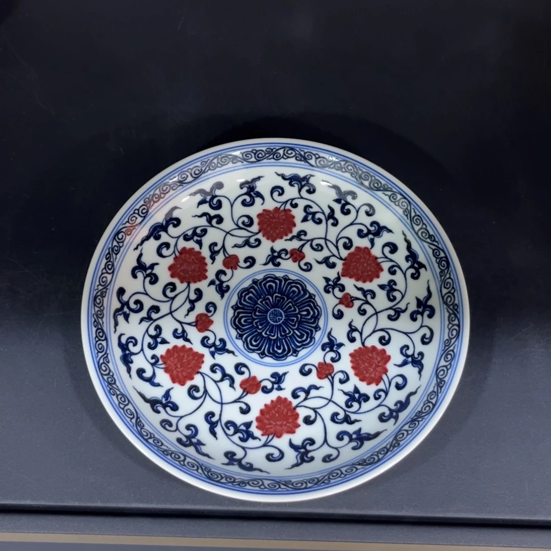 青花釉里红金刚莲壶承