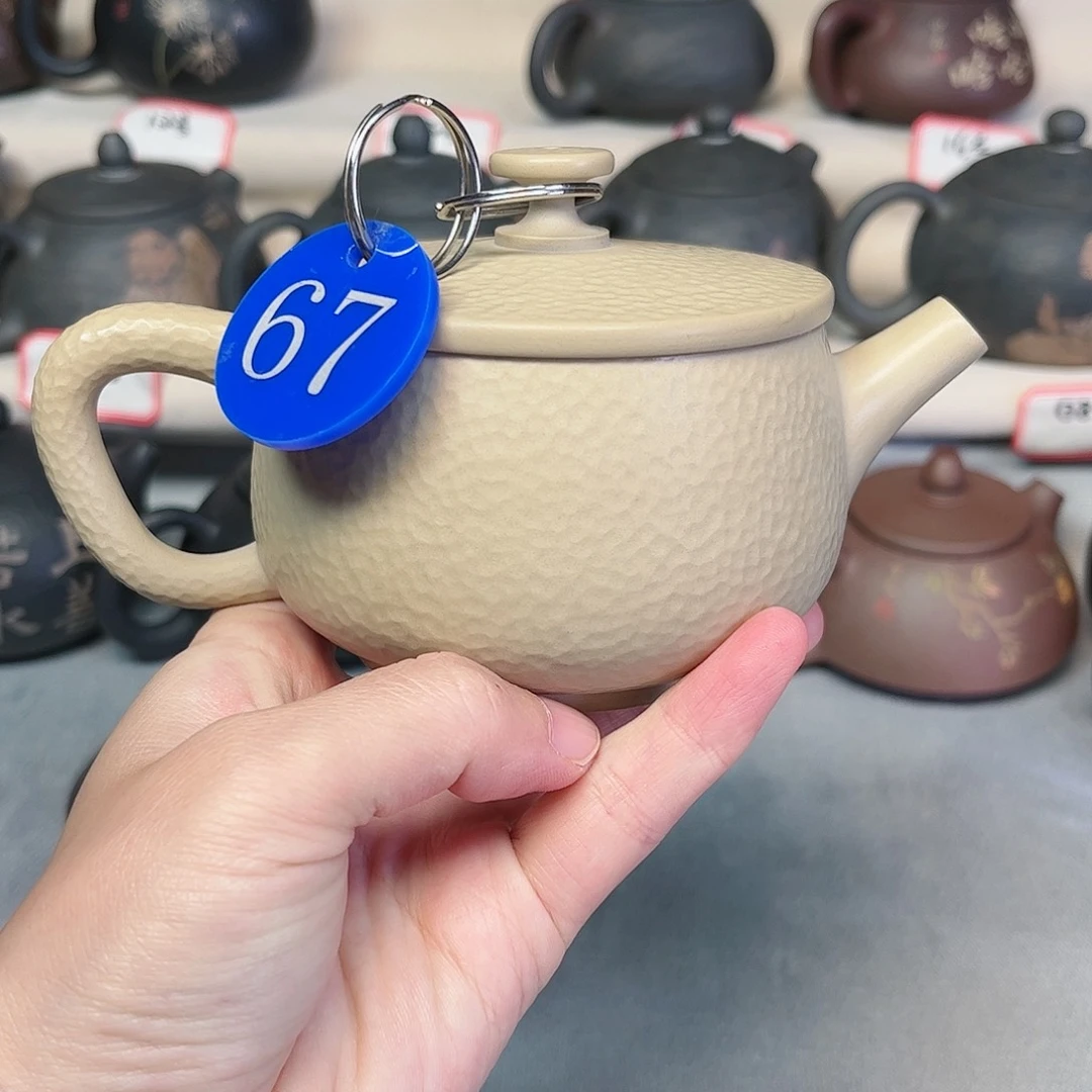 220毫升微微瑕纯手工锤纹大口石瓢壶