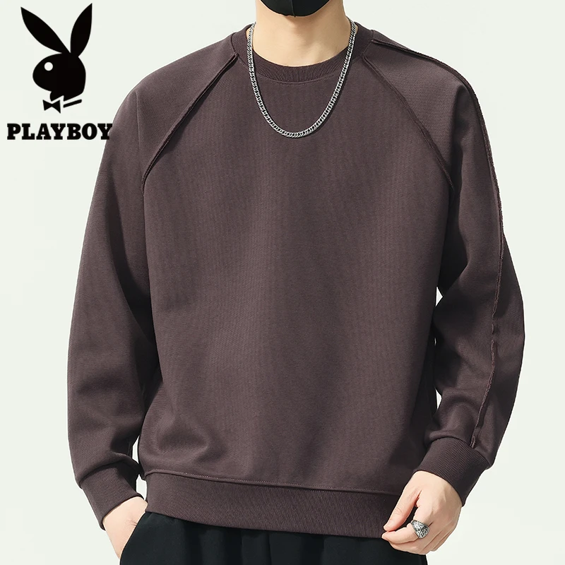 PLAYBOY/花花公子圆领卫衣男款秋季2025新款美式潮牌男重磅上衣