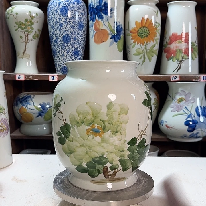 瓶冬瓜绿绿牡丹高27 新款请陶瓷