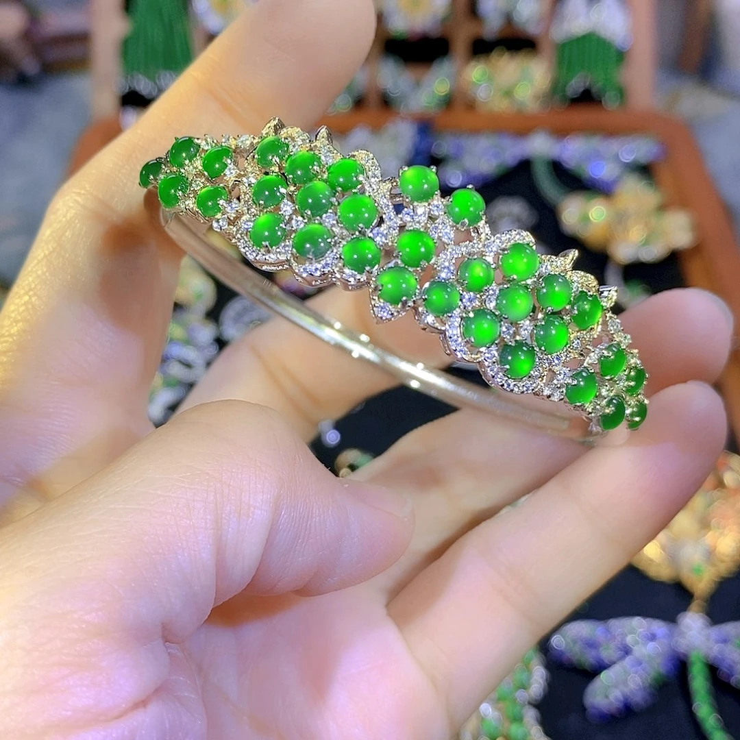 吊坠(不含链)银S925镶嵌翡翠