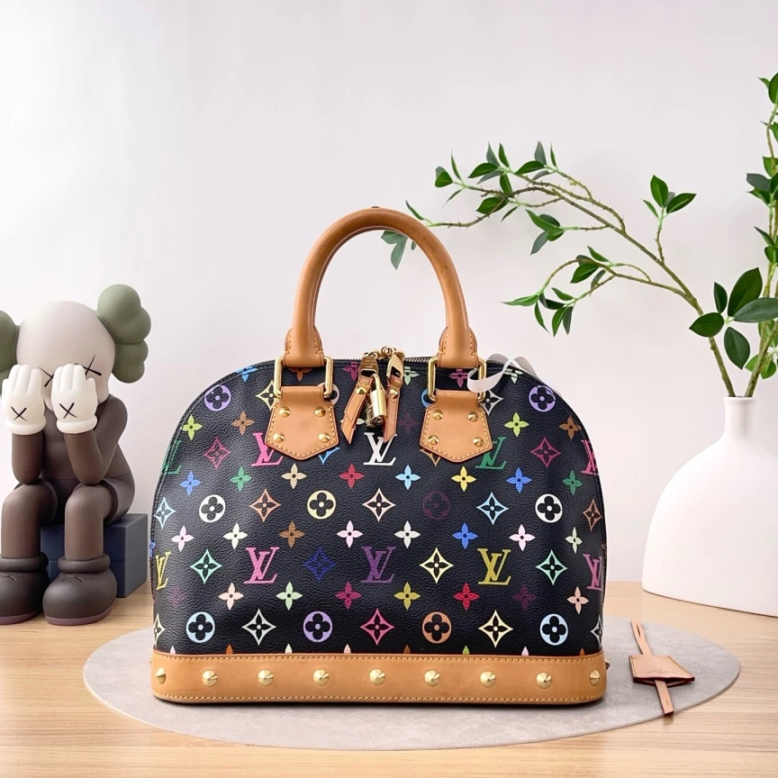 95新 LouisVuitton/路易威登 黑三彩贝壳/手提包/1540