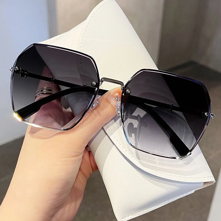 女大脸防紫外线圆脸夏防晒太阳眼镜2025新款潮显瘦无框男款墨镜