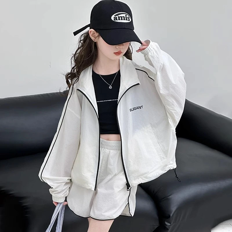 女童防晒衣套装2025新款夏季儿童透气防晒服夏装防紫外运动两件套