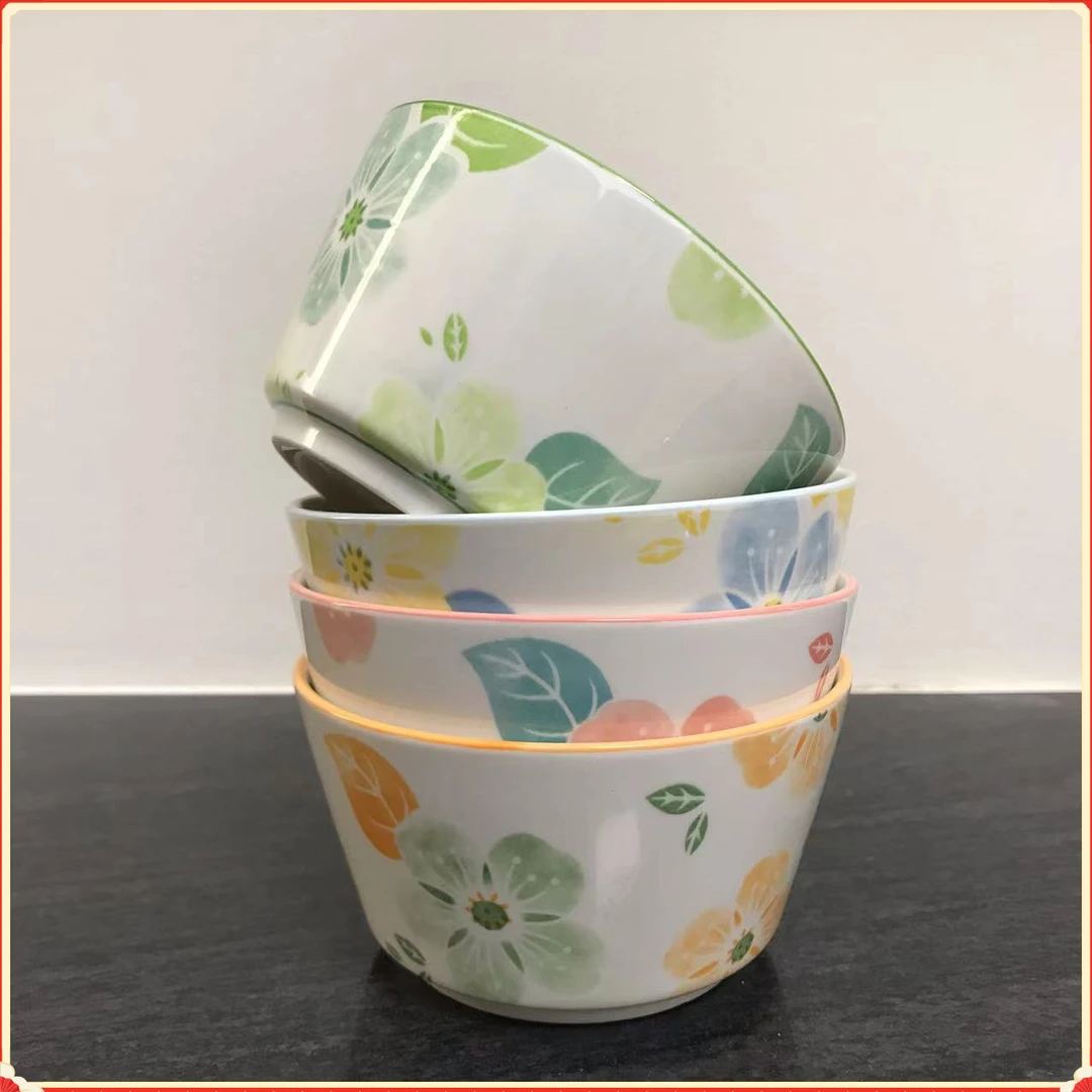 家用网红新款饭碗釉下彩加厚高颜值防烫沙拉甜品陶瓷组合餐【多拓】