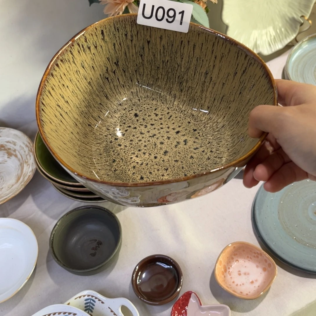 瓷景德镇粗陶复古盘碗微瑕