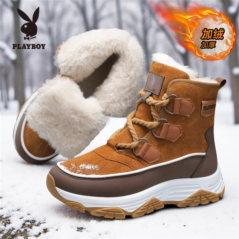 PLAYBOY/花花公子女士时尚雪地靴冬季防寒加绒保暖棉靴时尚女鞋