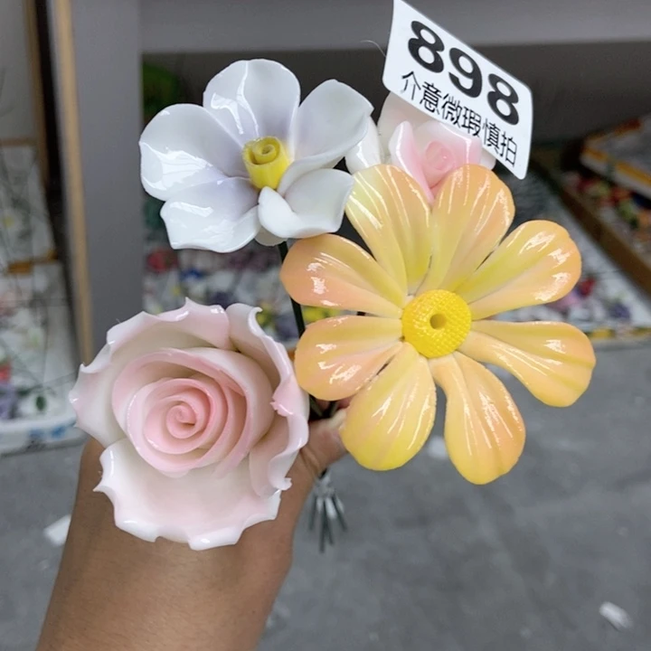 摆件手工制作陶瓷花