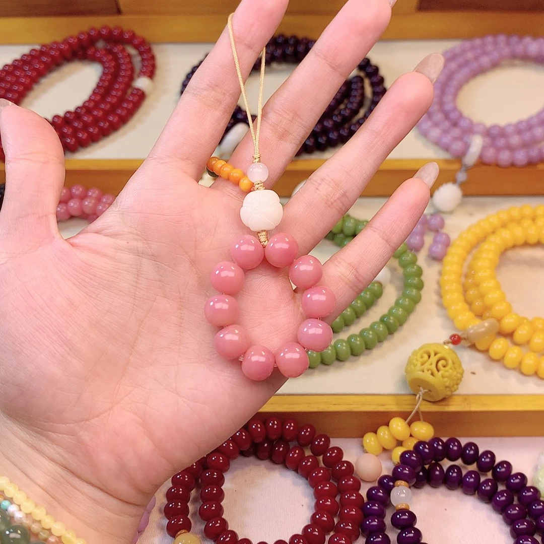 白玉菩提手串玫瑰手机挂