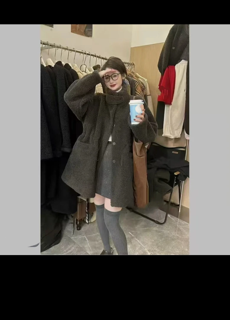 姆嘎 新款中长款 毛呢外套