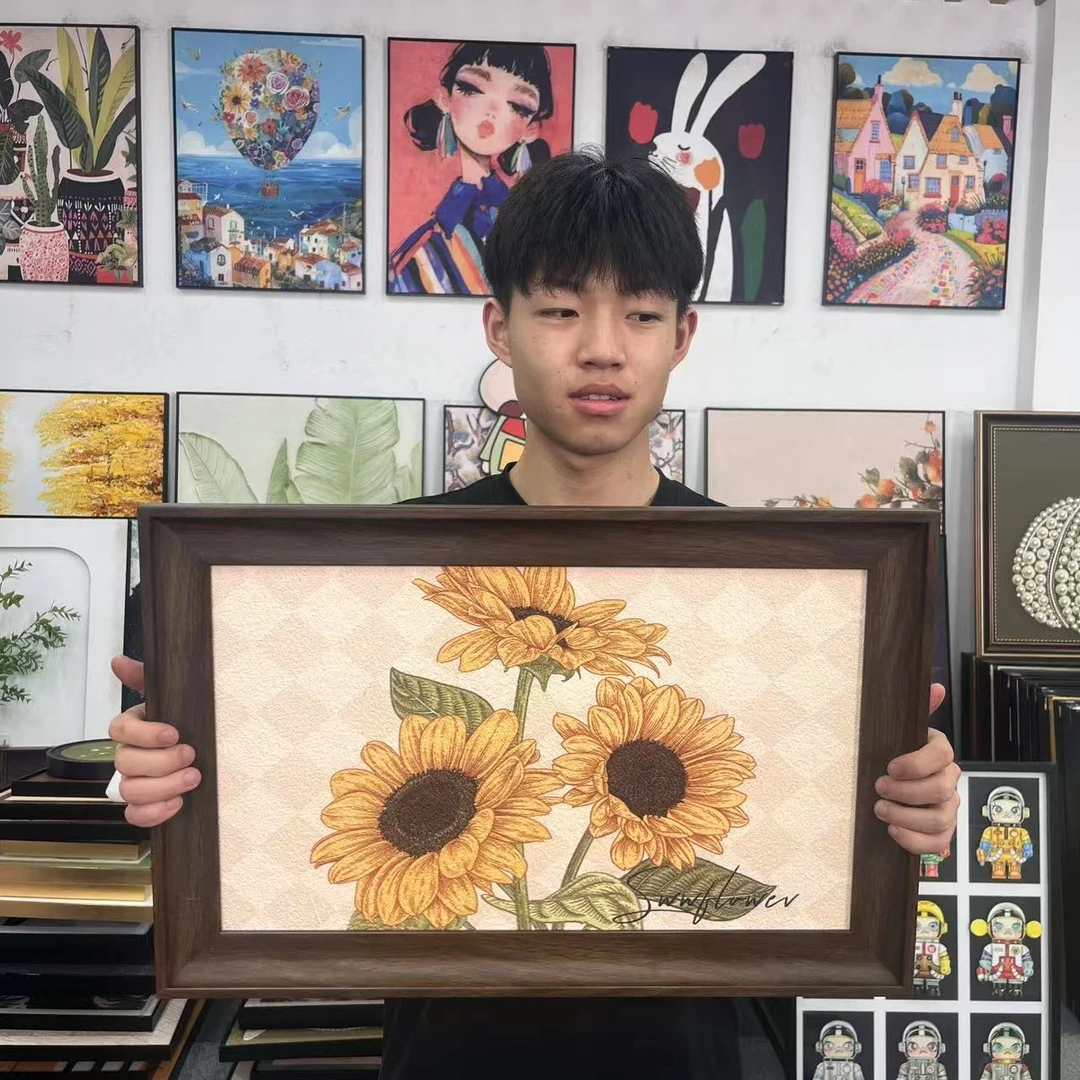 法式复古奶油风向日葵装饰画客厅卧室挂画146