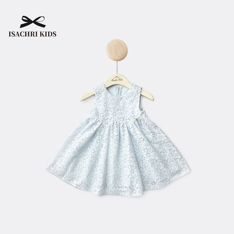 晶晶家【现发】珍娜少女天蓝色连衣裙~蕾丝连衣裙夏宝宝公主裙IS548