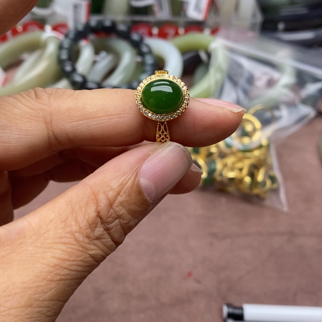 和田玉戒指银S925镶嵌2款