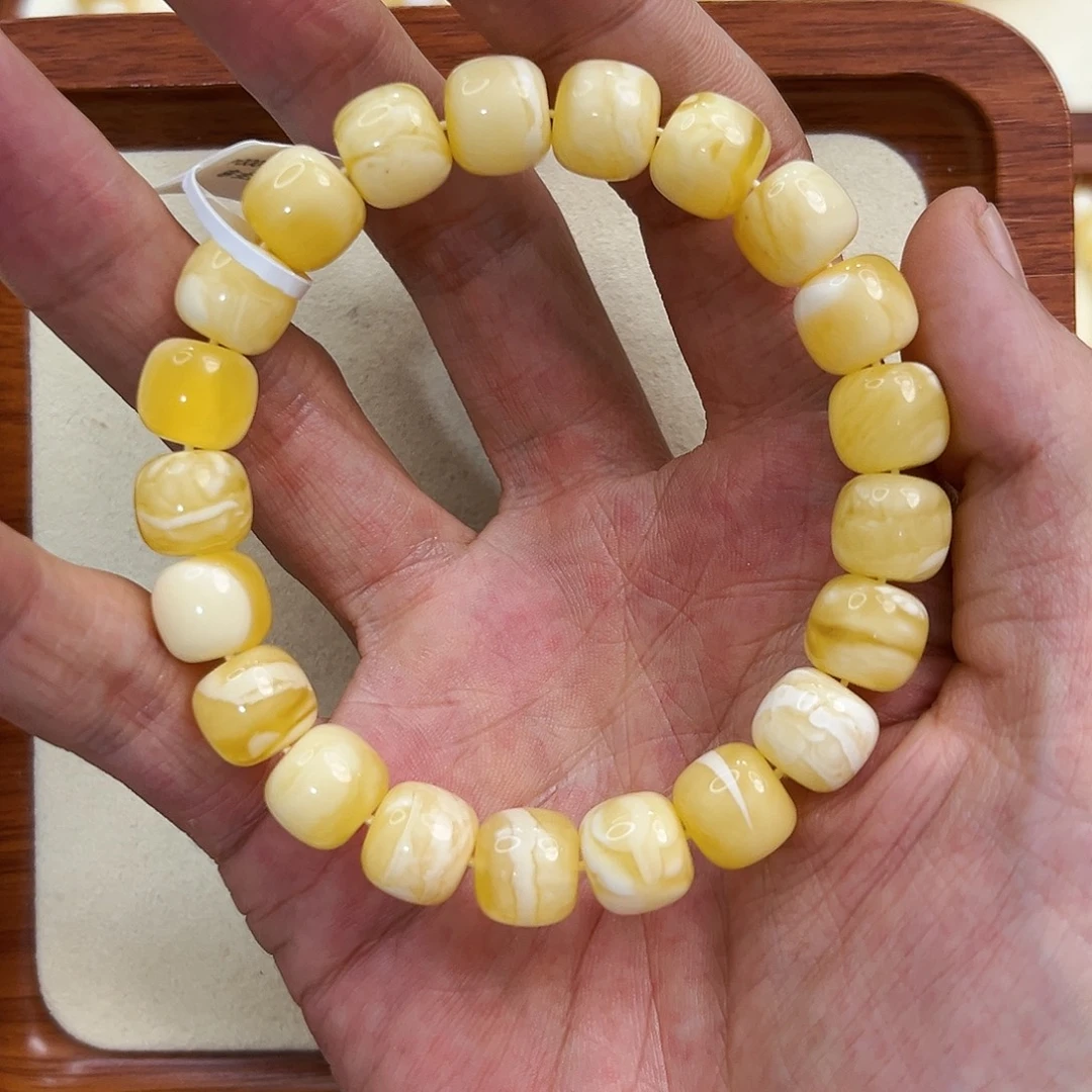 手链琥珀未镶嵌10.9mm妖花老型手串
