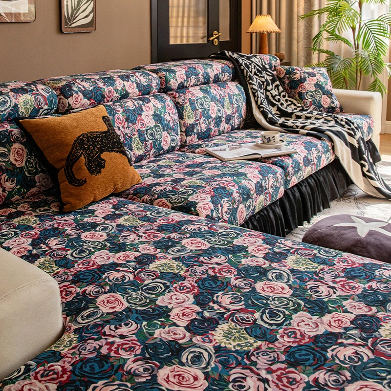 幸曼鸟语花香四季通用型沙发套罩全包万能套新款简约弹力防滑垫