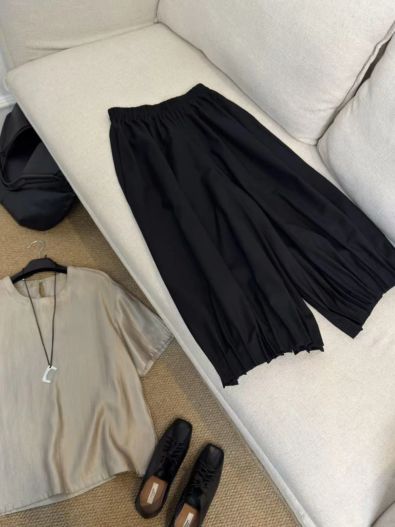 [灯笼裤]原创设计师款暗黑山本直筒八分灯笼裤百搭显瘦小众松紧腰