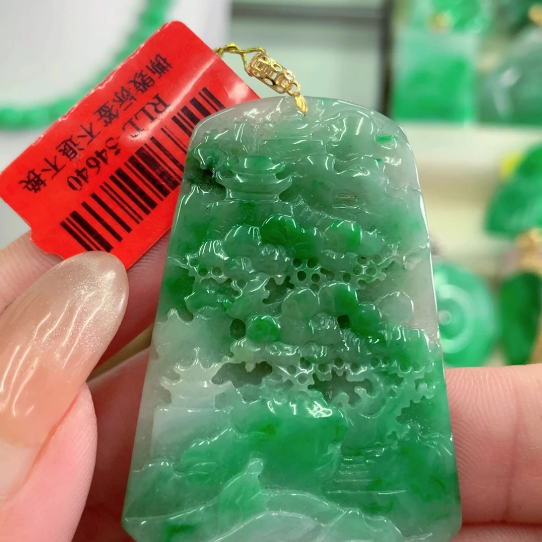 翡翠18K金镶嵌吊坠(不含链)