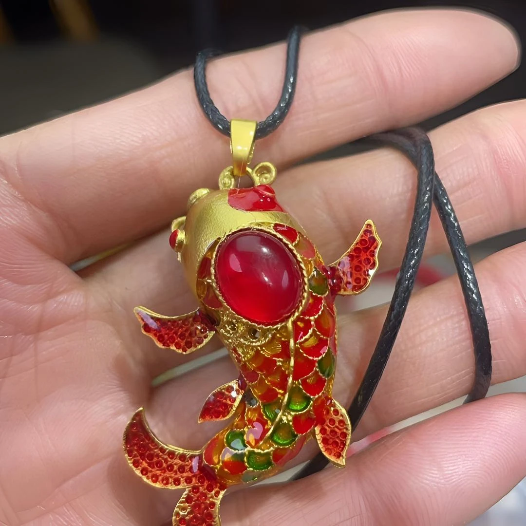 803-11古法珐琅彩锦鲤鱼跃龙门手工