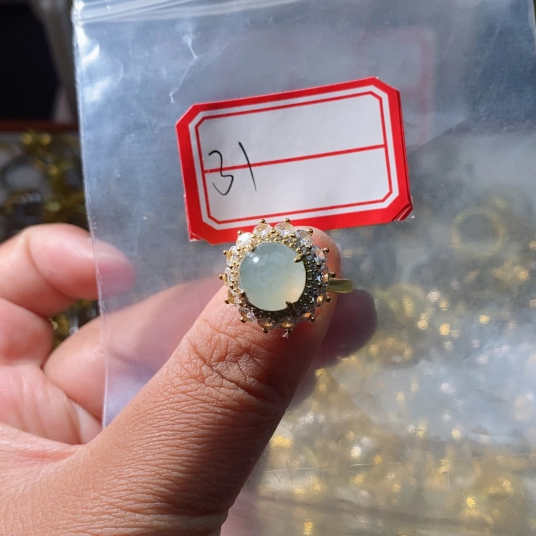 翡翠戒指银S925镶嵌翡翠