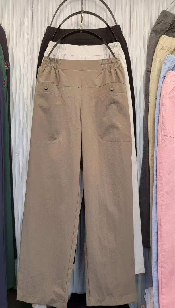 韩国夏季最新款凉爽口袋扣子裤9分