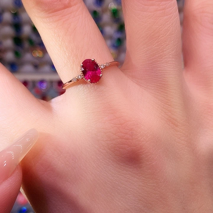 红宝石戒指银S925镶嵌