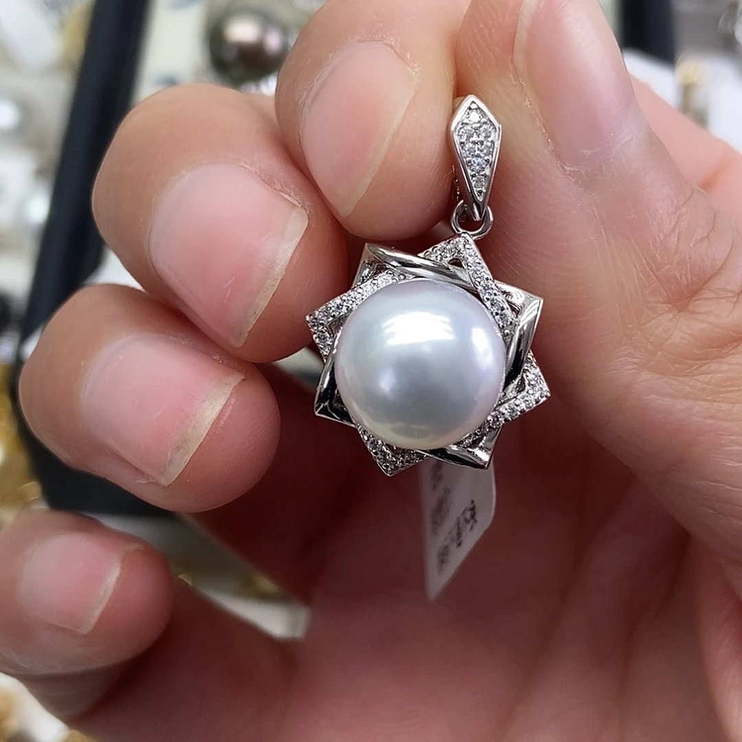 银S925镶嵌吊坠(不含链)海水珍珠@@AD0024