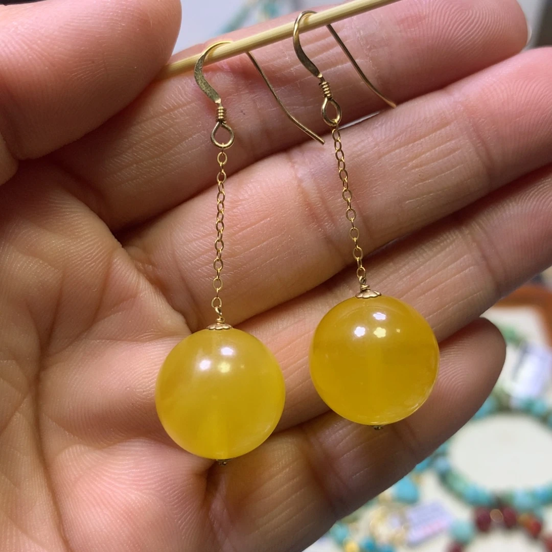 琥珀合金裸石耳坠