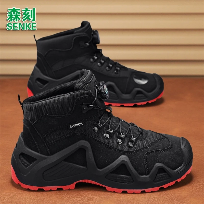 森刻作战靴战术靴户外登山高帮鞋男鞋内增高户外防滑耐磨沙漠靴鞋