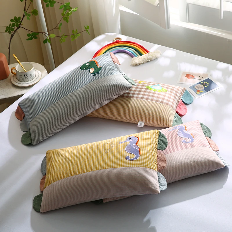 【福利款】全棉水洗棉贴布绣儿童荞麦枕头幼儿园学生可拆洗枕芯