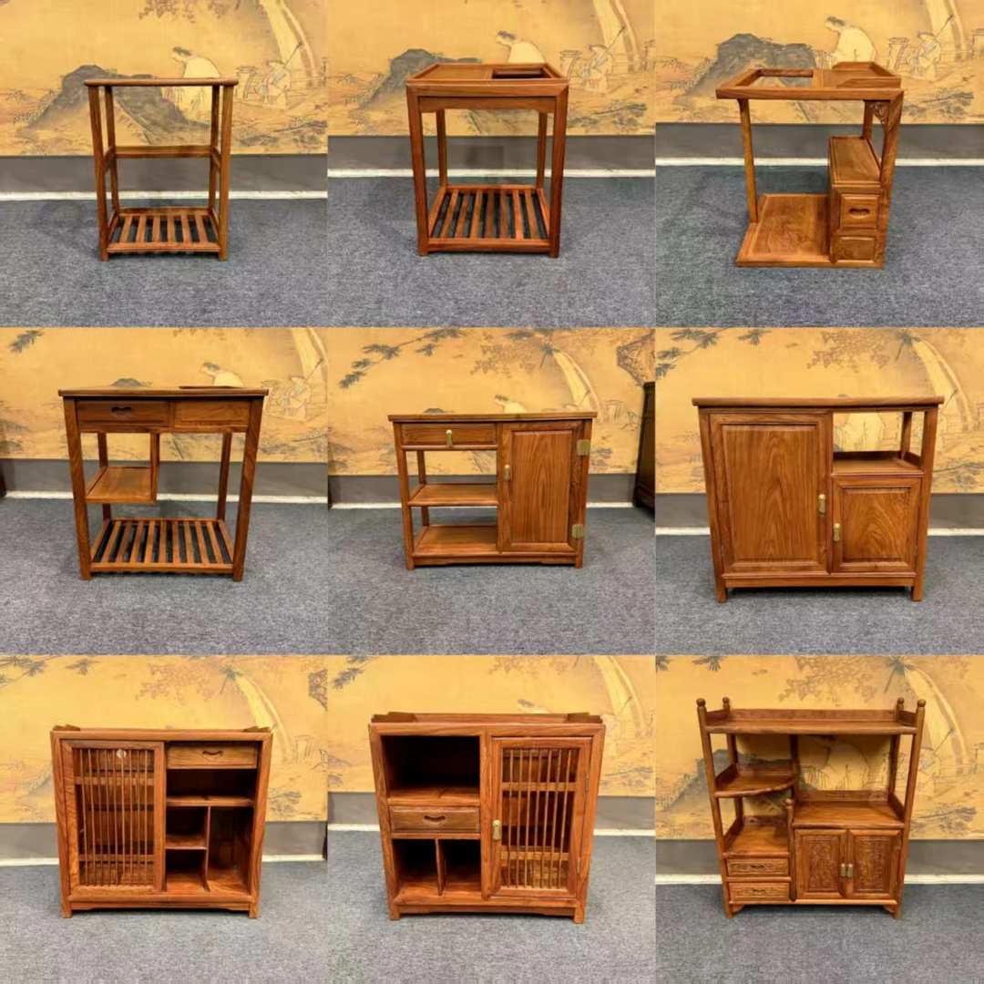 刺猬紫檀 国标红木  茶水柜 烧水架 储物 茶柜 茶边柜 置物