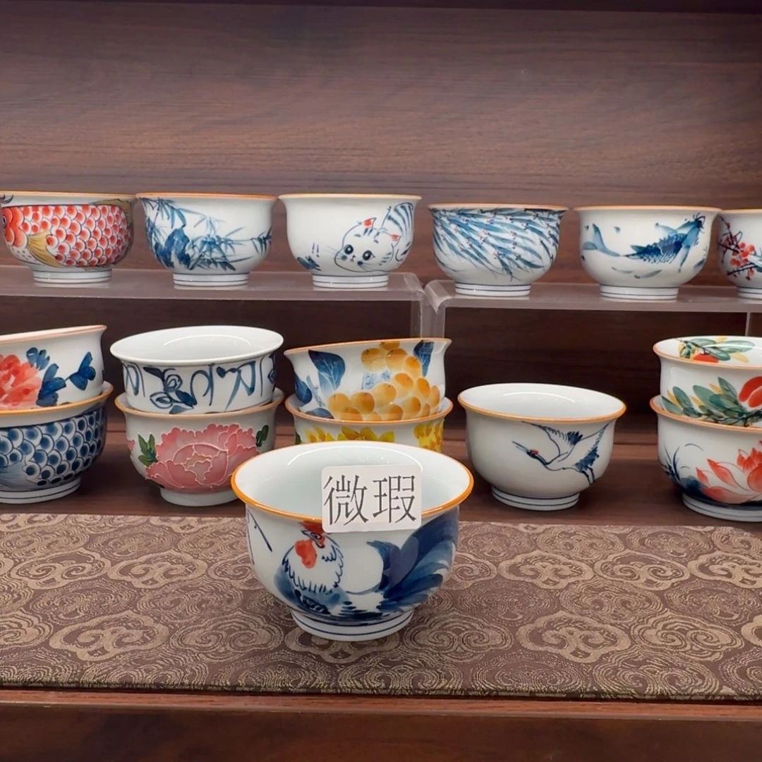 釉下手绘茶具微瑕