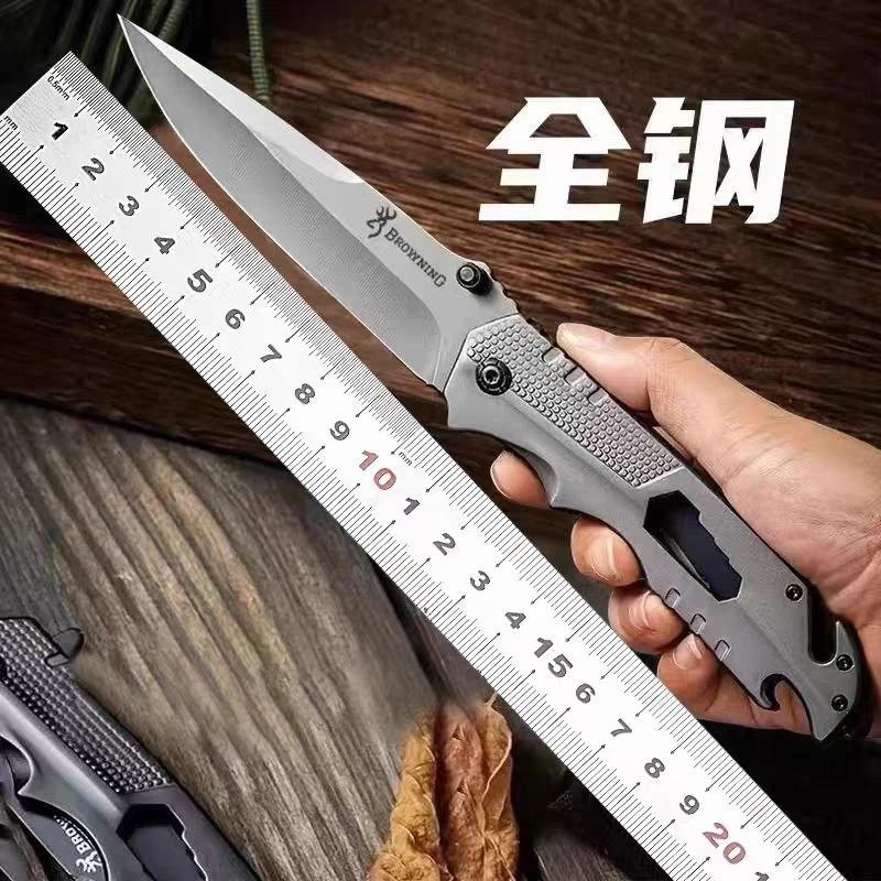 全钢无锁折叠刀水果刀户外野外生存露营便捷随身防身刀不锈钢刀